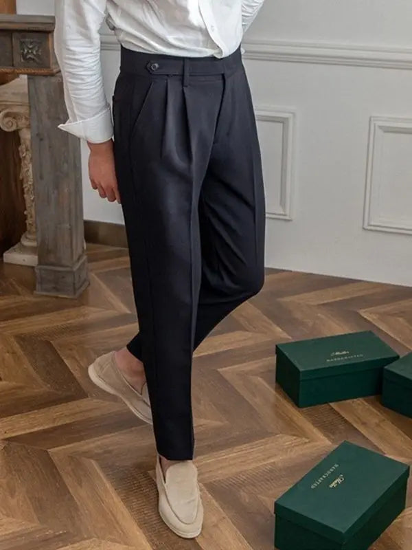 Mid-High Waist Straight Cropped British Pants Men DropShipping