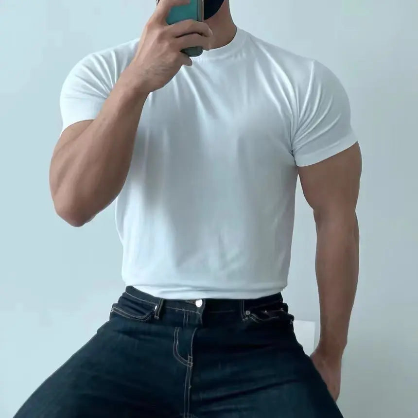 Slim Fit And Quick-drying Short-sleeved Slimming Bottoming Shirt All-matching Running DropShipping