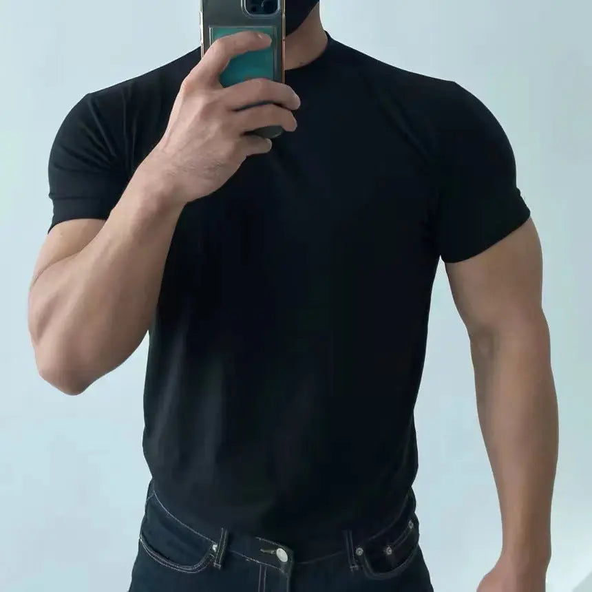 Slim Fit And Quick-drying Short-sleeved Slimming Bottoming Shirt All-matching Running DropShipping